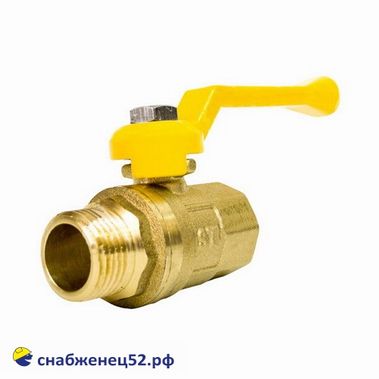 Кран шаровой латун. ГАЗОВЫЙ STI (штуцер/гайка, рычаг) ду 15