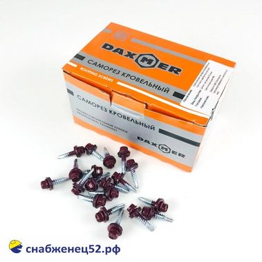 Саморез кровельный RAL 3005 красный (металл) 5,5*25 Daxmer
