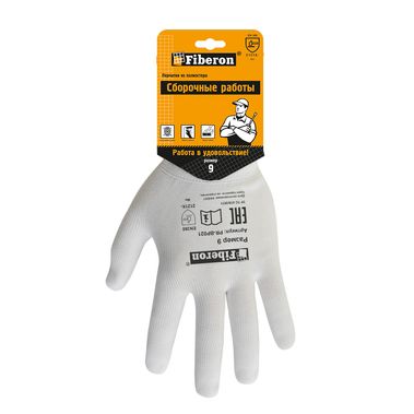 Перчатки Для сборочных работ, р.9 (L) белые (полиэстер)