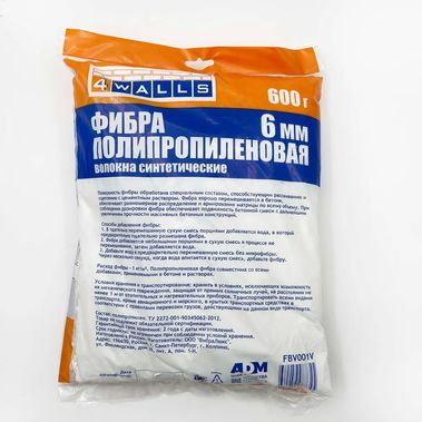 Добавка сухая фиброволокно полипропилен. (длина 6мм) (600г)